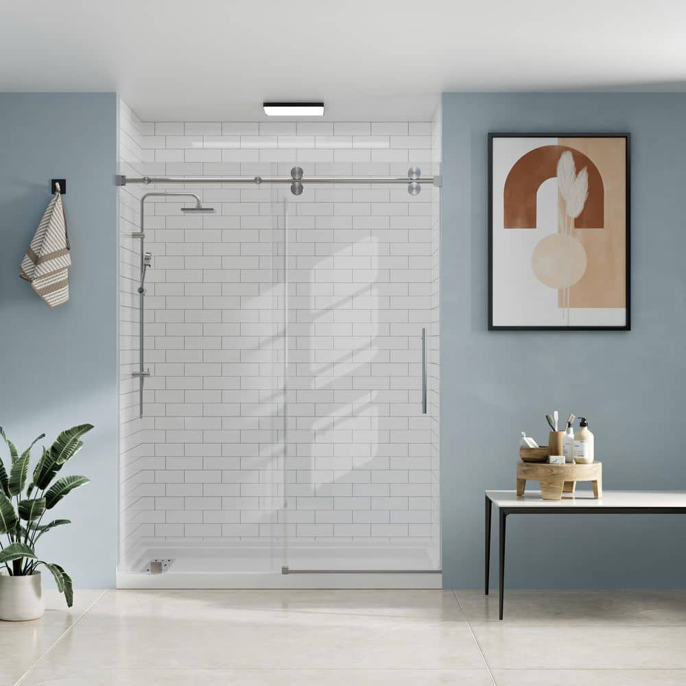 36 in. L x 60 in. W x 96 in. H Alcove Shower Stall/Kit Sliding Door in Brushed Nickel with Right Drain and Glossy Bricks price history on PriceWatchPro