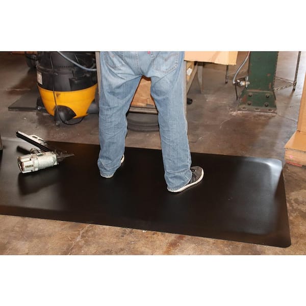 Rhino Anti-Fatigue Mats Industrial Smooth 4 ft. x 5 ft. x 7/8 in. Commercial Floor Mat Anti-Fatigue, Black IS48DSX5