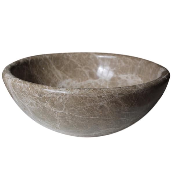 TashMart Round Natural Stone Vessel Sink in Brown