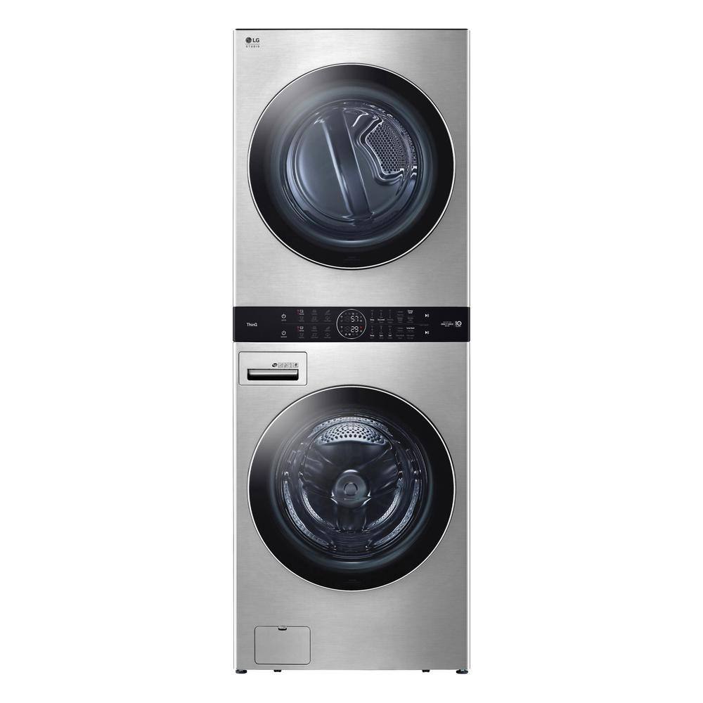 LG STUDIO 27 in. Washtower Laundry Center with 5 cu. ft. Front Load Washer and 7.4 cu. ft. Gas Dryer with Steam in Noble Steel WSGX201HNA - The Home ...