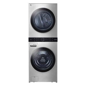 27 in. Washtower Laundry Center with 5 cu. ft. Front Load Washer and 7.4 cu. ft. Gas Dryer with Steam in Noble Steel