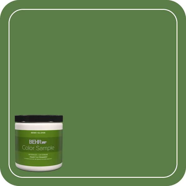 BEHR PREMIUM PLUS 8 oz. #S-H-430 Mossy Green Semi-Gloss Interior/Exterior Paint & Primer Color Sample