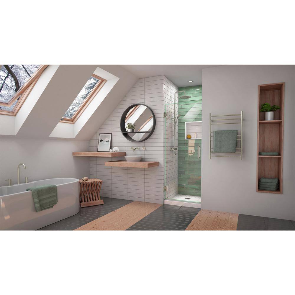 Unidoor-LS 30'' Black Frameless Hinged Shower Door with ClearMax