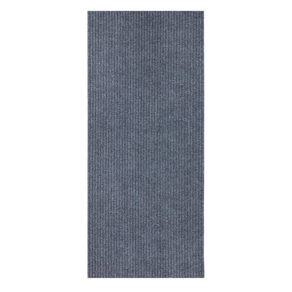 Sweet Home Stores Ribbed Waterproof Non-Slip Rubberback Runner Rug 2 ft. 7 in. W x 21 ft. L Black Polyester Garage Flooring