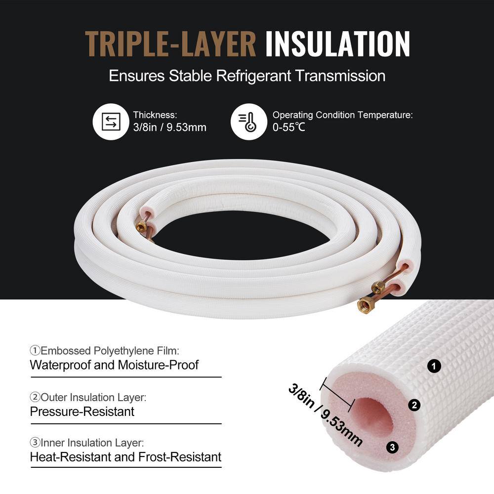 White Triple-Layer Insulated Copper Air Conditioner Line Set