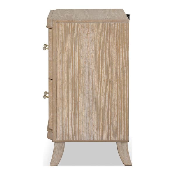 Ellington Modern Natural Oak 2 Drawer 30 in. W Nightstand With USB C Power Ports