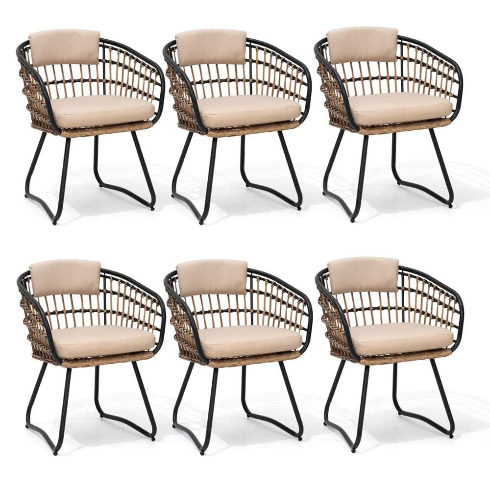 Pellebant Outdoor Patio Wicker Dining Chairs PE Rattan Seating Set with ...