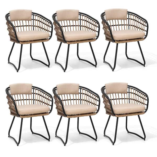 Pellebant Outdoor Patio Wicker Dining Chairs PE Rattan Seating Set with ...