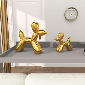 Gold Ceramic Balloon Dog Sculpture (Set of 2)