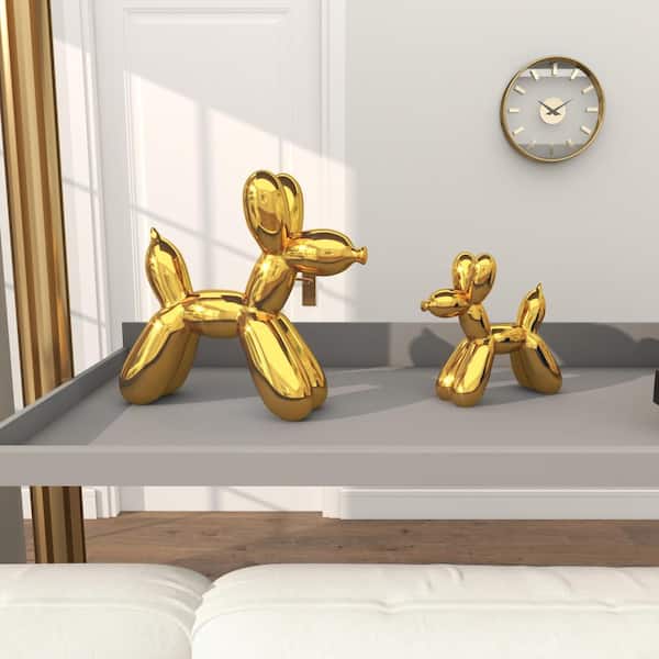 Litton Lane Gold Ceramic Balloon Dog Sculpture (Set of 2) 22434