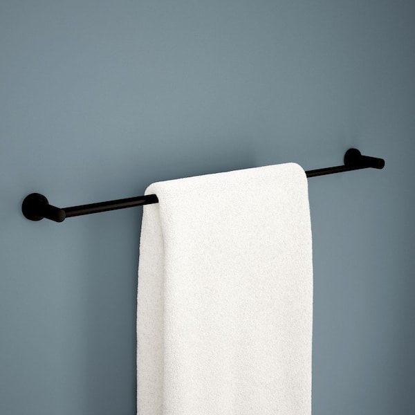 Wake Telescoping 15-1/2 in to 29 in. Wall Mounted Towel Bar, Adjustable Towel Holder in Matte Black