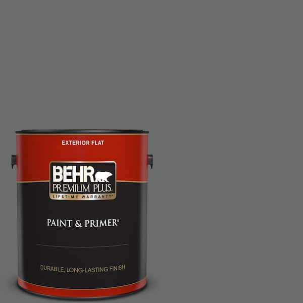 BEHR PREMIUM PLUS 1 gal. #770F-5 Dark Ash Flat Exterior Paint & Primer