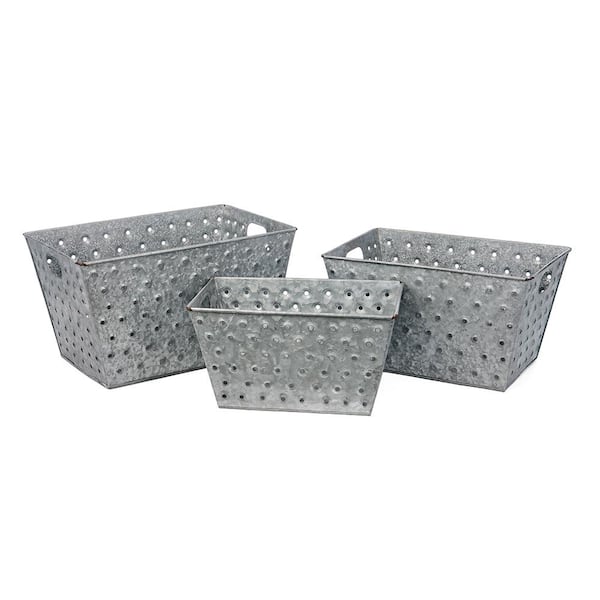 Bindle & Brass Galvanized Metal Storage Bins (Set of 3)