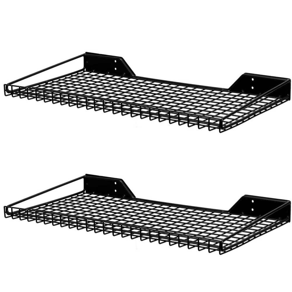 3.94 in. W x 24.41 in. D Black Heavy Duty Decorative Wall Shelf