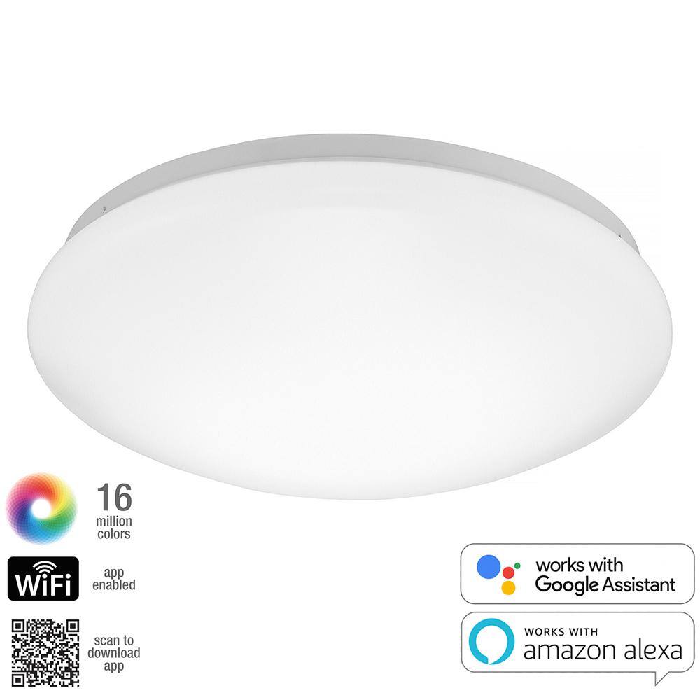 Modern 13" Smart LED Flush Mount Ceiling Light, Dimmable, White