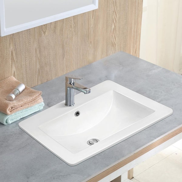 ANZZI Jack Series 21 in. Rectangular Ceramic Drop-In Bathroom Sink