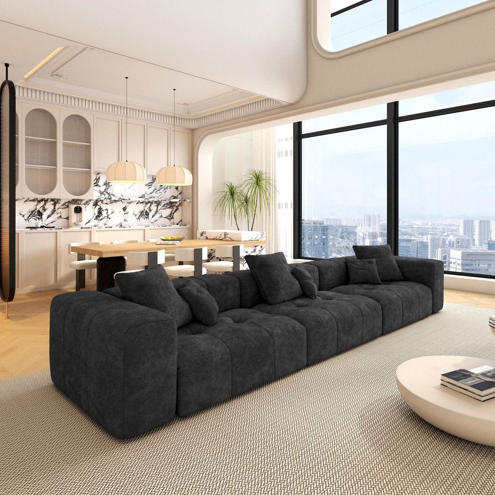 Oversized 144.17 in. W Linen 3-Piece Modular Sectional Sofa Free Combination Living Room Set in Black price history on PriceWatchPro