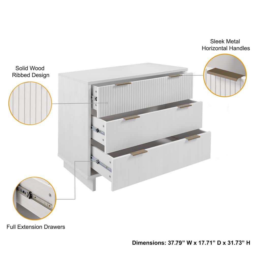 Granville Glam 41'' White Engineered Wood Horizontal Dresser