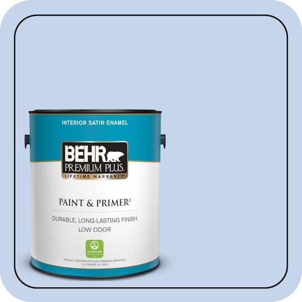 BEHR PREMIUM PLUS 1 gal. #580A-3 Rain Song Satin Enamel Low Odor Interior Paint & Primer