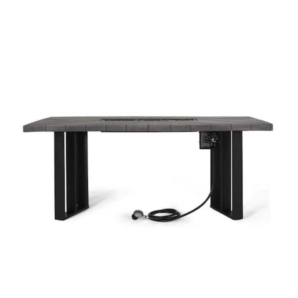 Angel Sar 30 in. H 40,000 BTU Outdoor Propane Fire Pit Table with Concrete Wood-Pattern Table Top, Gray