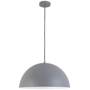 Ofelia 1-Light Grey Shaded Pendant Light with Grey Metal Shade