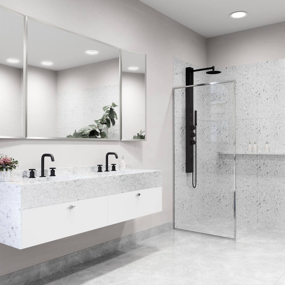 Meridian 34" W x 74" H Chrome Clear Glass Shower Screen