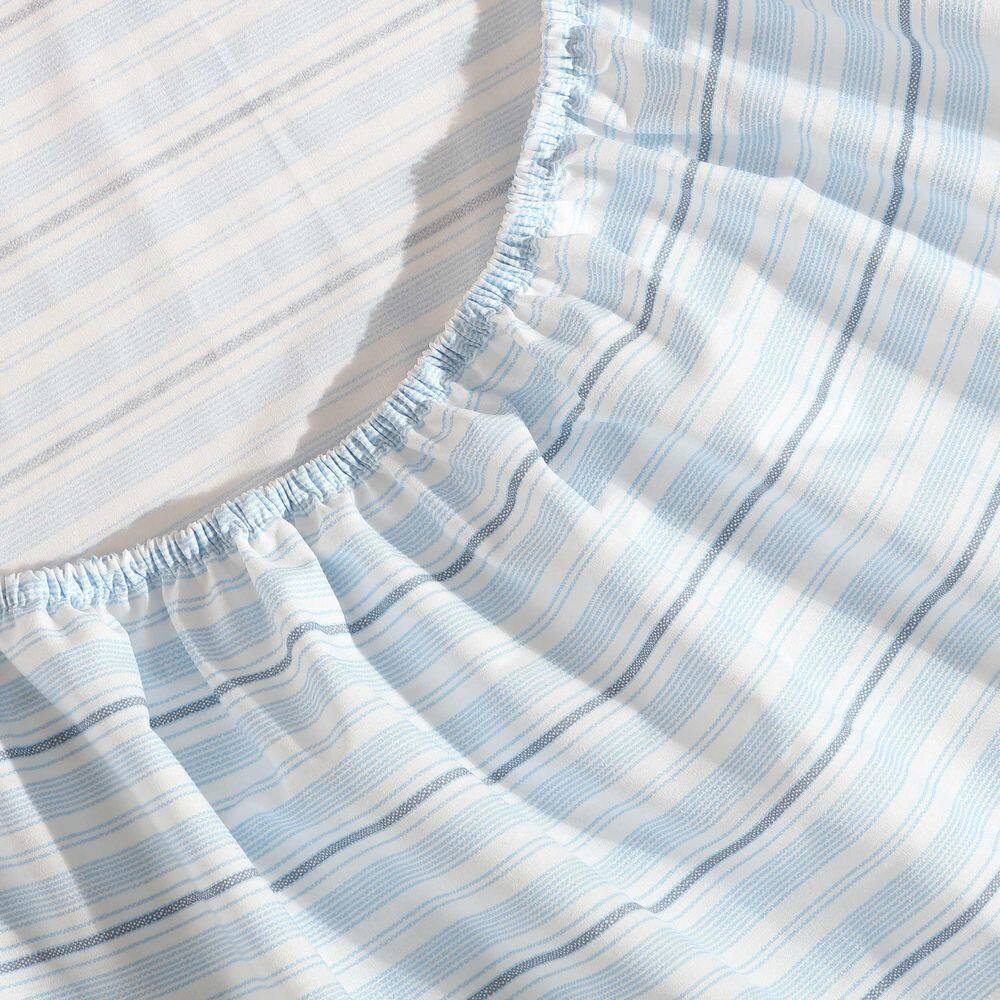 Full Blue Cotton Percale Deep Pocket Sheet Set
