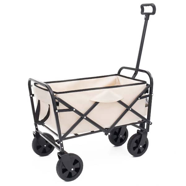 2.1 cu. ft. Cream Steel Garden Cart