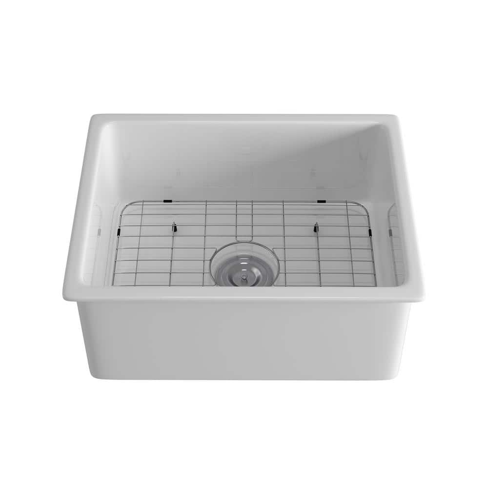 Tatahance White Ceramic 23 5 In Single Bowl Drop In Kitchen Sink Z   White Drop In Kitchen Sinks Z W50822172 64 1000 