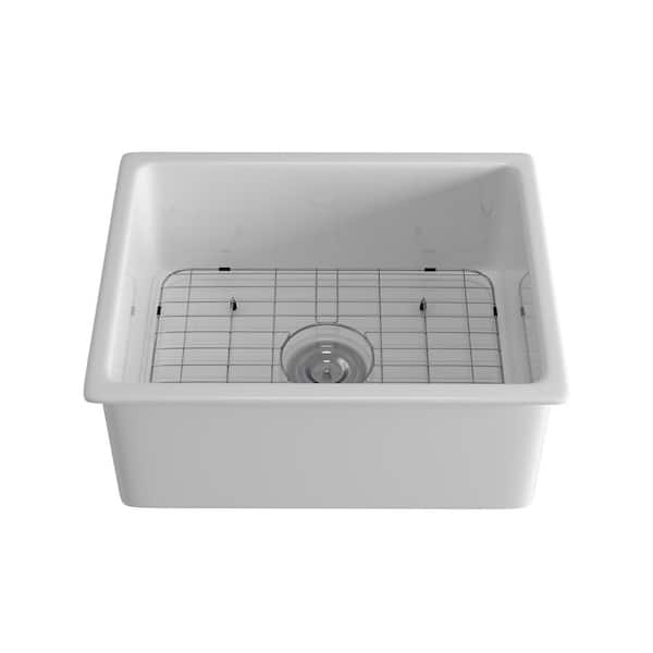 Tatahance White Ceramic 23.5 in. Single Bowl Drop-In Kitchen Sink