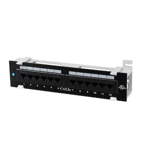 12-Port Category 5e Mini Patch Panel with 89D Mounting Bracket