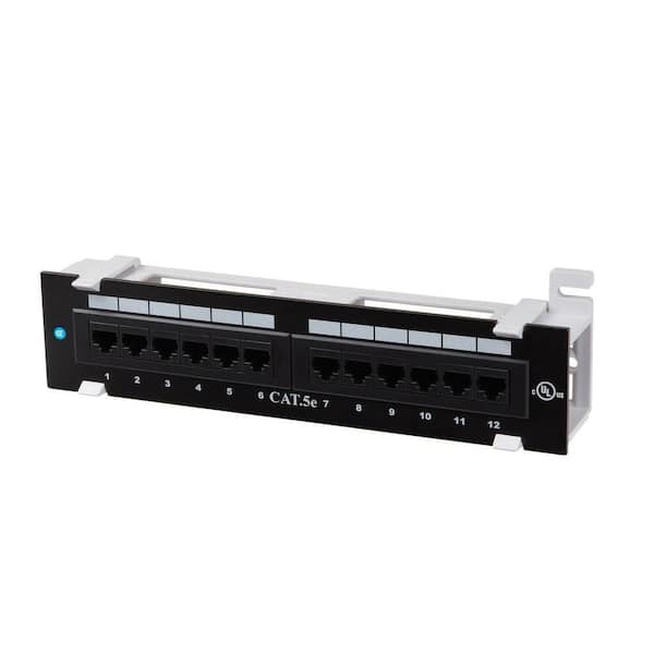 Commercial Electric 12-Port Category 5e Mini Patch Panel with 89D Mounting Bracket