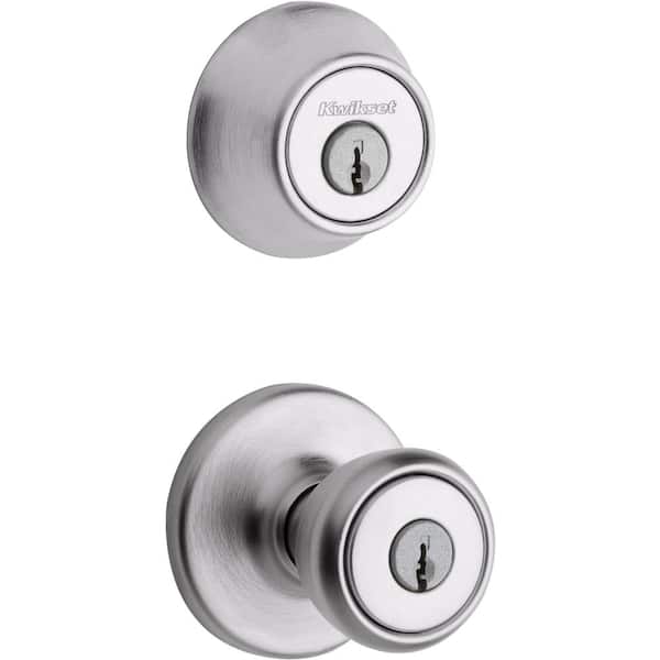 Kwikset Tylo Satin Chrome Entry Door Knob and Single-Cylinder Combo Pack