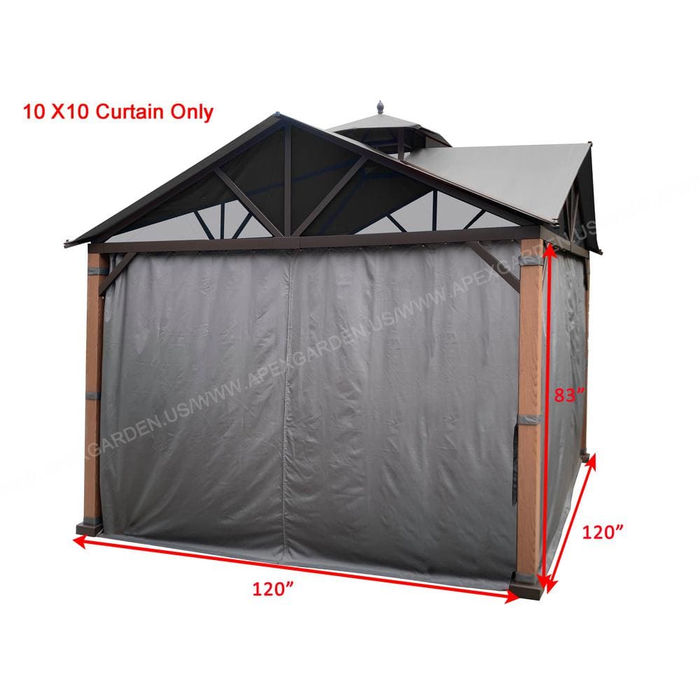 Gray 10' x 10' Privacy Curtain Set for Gazebo