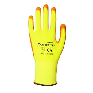 Polyurethane (PU) Coated Hi Vis Large Work Gloves (2-Pack)