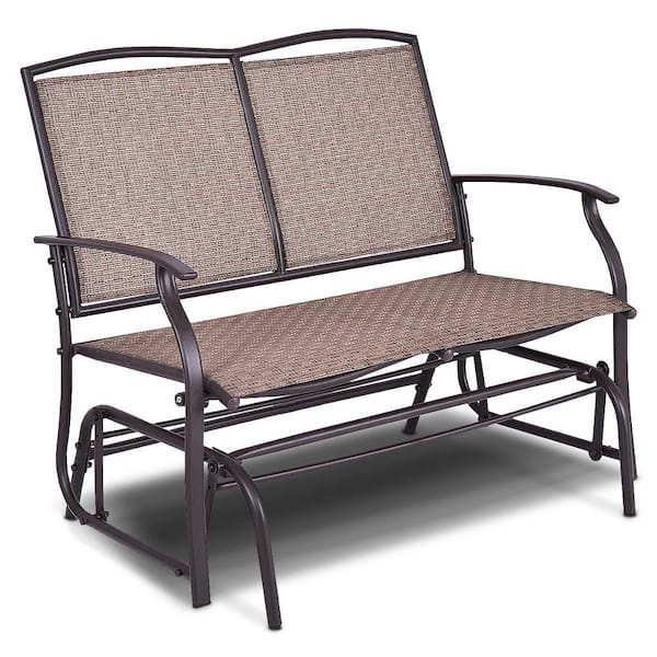 Unbranded 40 in. 2-Person Metal Rocking Outdoor Bench