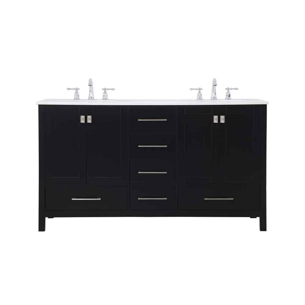 Simply Living 60 in. W x 22 in. D x 34 in. H Bath Vanity in Black with Cala