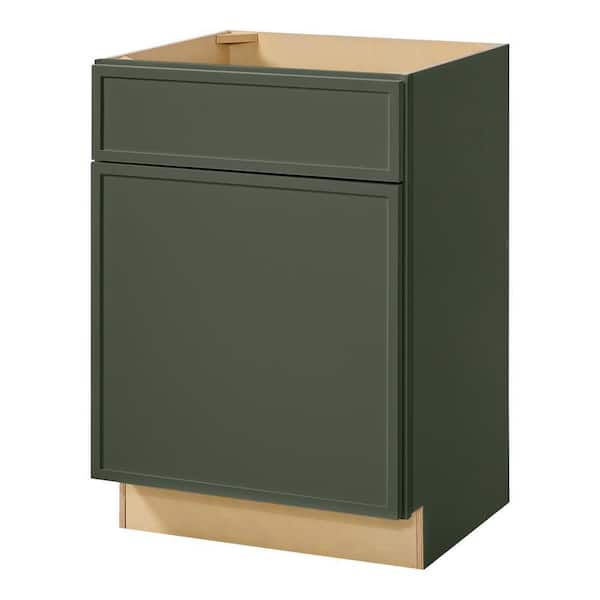 Leyton 24 in. W x 21 in. D x 34.5 in. H Ready to Assemble Plywood Slim Shaker Bath Sink Base Cabinet in Fern Green