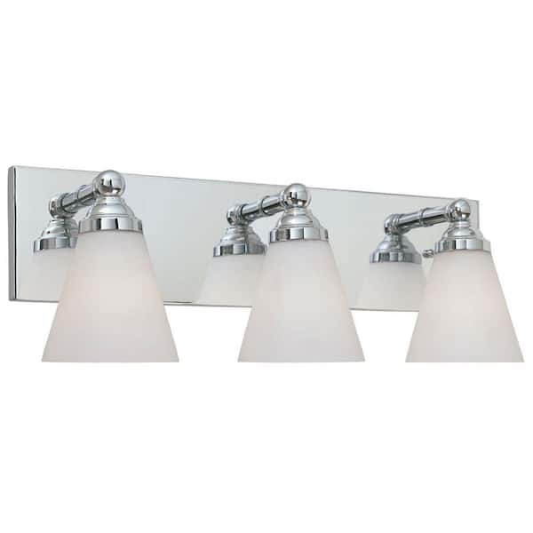 Designers Fountain Hudson 21.75 in. 3-Light Chrome Transitional Vanity with White Opal Glass Shades
