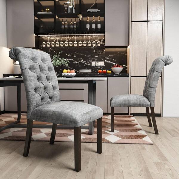 grey tufted back dining chair