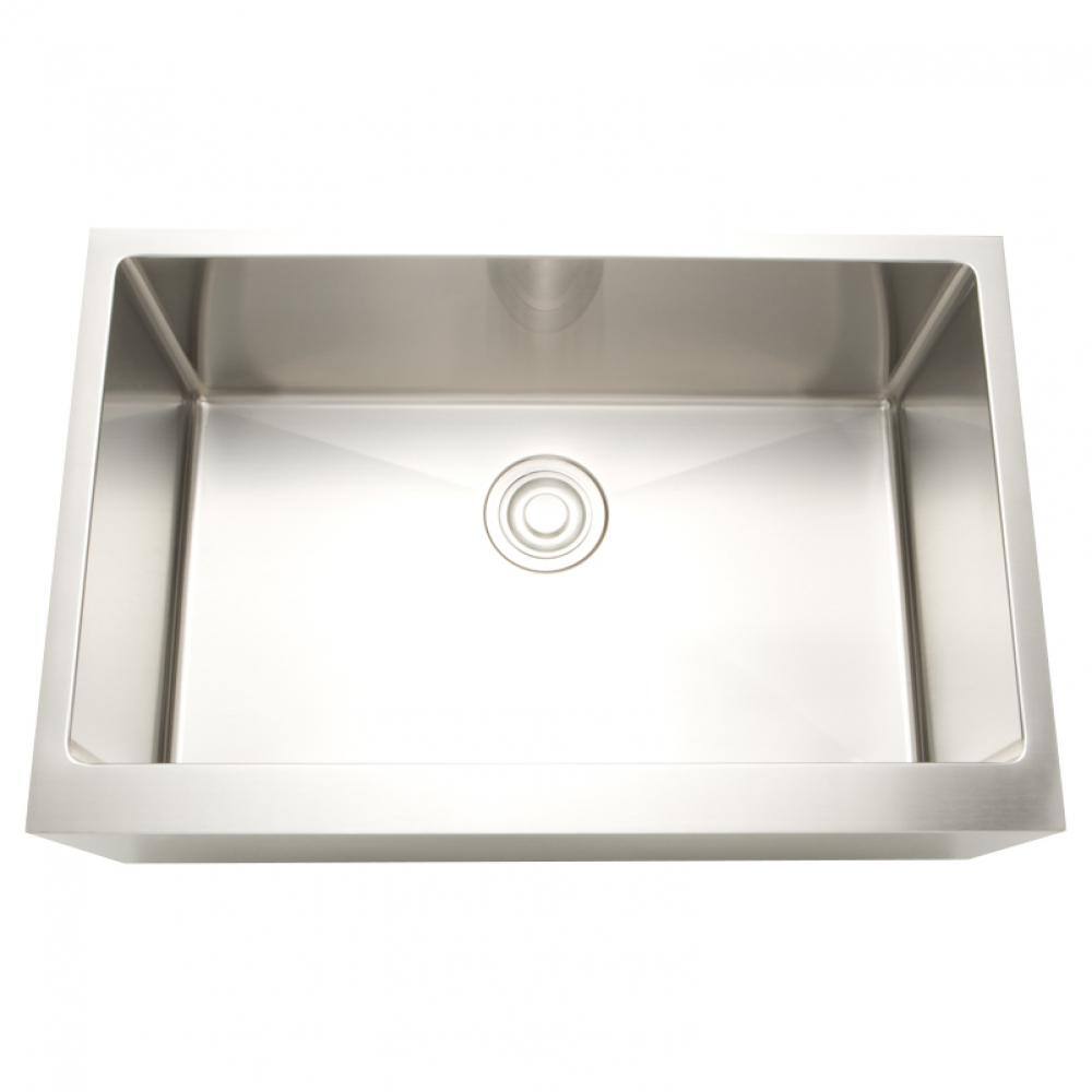 Chrome 16-Gauge Stainless Steel 33 in. W Single Bowl 15 mm Radius Undermount Kitchen Sink, Grey
