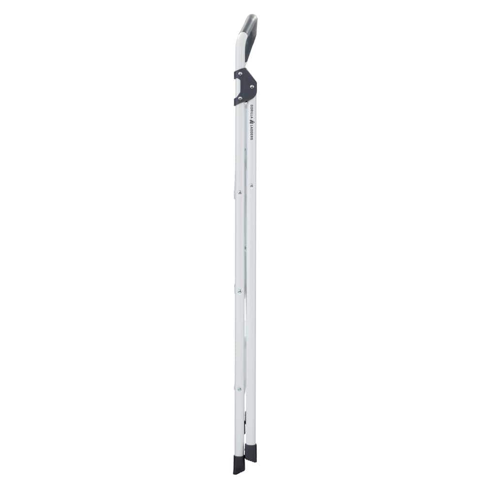 3-Step White and Black Foldable Steel Step Stool Ladder