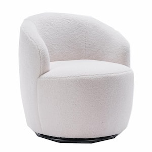 Ivory Fabric Swivel Accent Arm Chair (Set of 1)