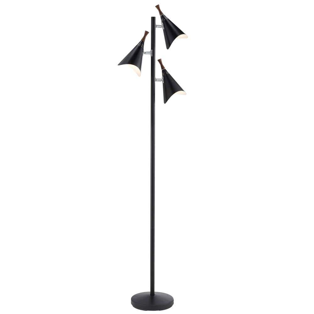 Draper 68'' Black Adjustable Multi-Head Metal Floor Lamp