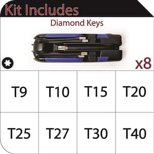 Folding Diamond Torx Hex Key Set (8-Piece)