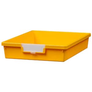 6 Gal. - Tote Tray - Slim Line 3 in. Storage Tray in Primary Yellow - (Pack of 3)