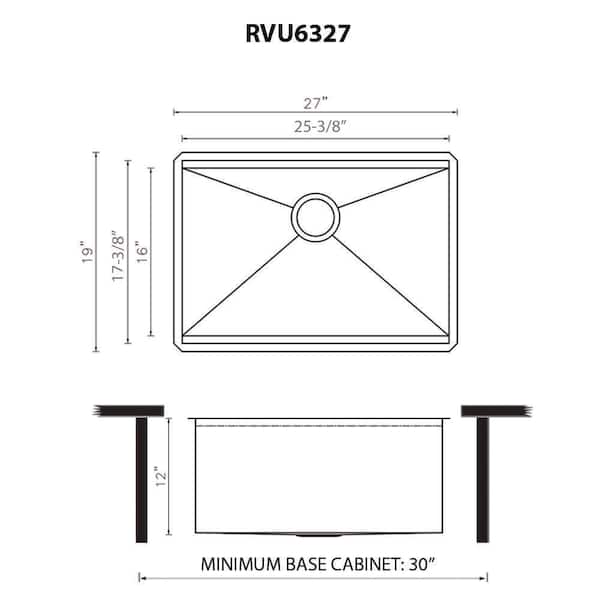 Ruvati Alto 27 in. Undermount 16-Gauge Stainless Steel Laundry
