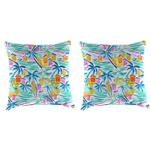 18 in. L x 18 in. W x 4 in. T Outdoor Throw Pillow in Ballyfin Island (2-Pack)