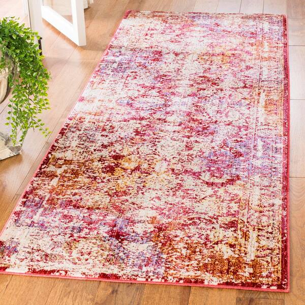 Sutton 3 ft. x 8 ft. Fuchsia/Ivory Medallion SUT403D Runner Rug