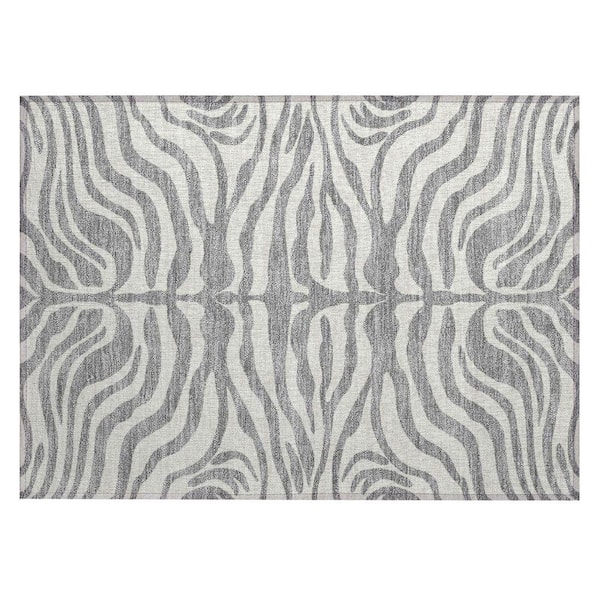 Chantille Machine Washable Indoor/Outdoor Abstract ACN1042 Gray 1 ft. 8 in. x 2 ft. 6 in. Area Rug